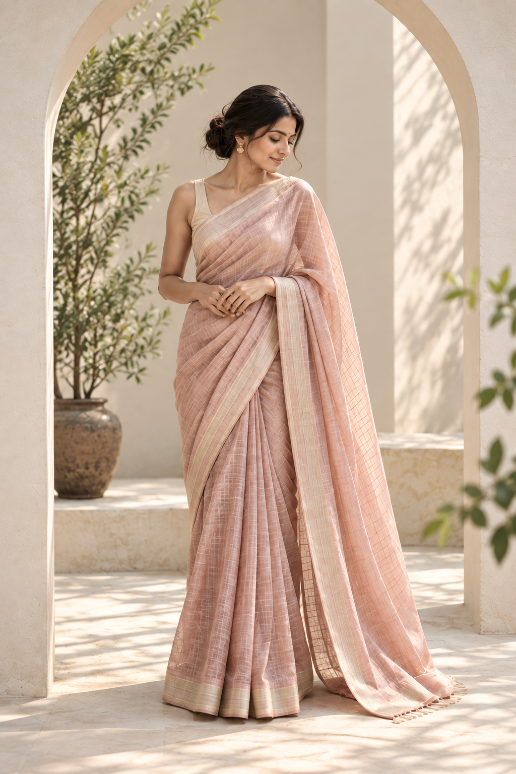 Rose Dawn saree in Blush rose